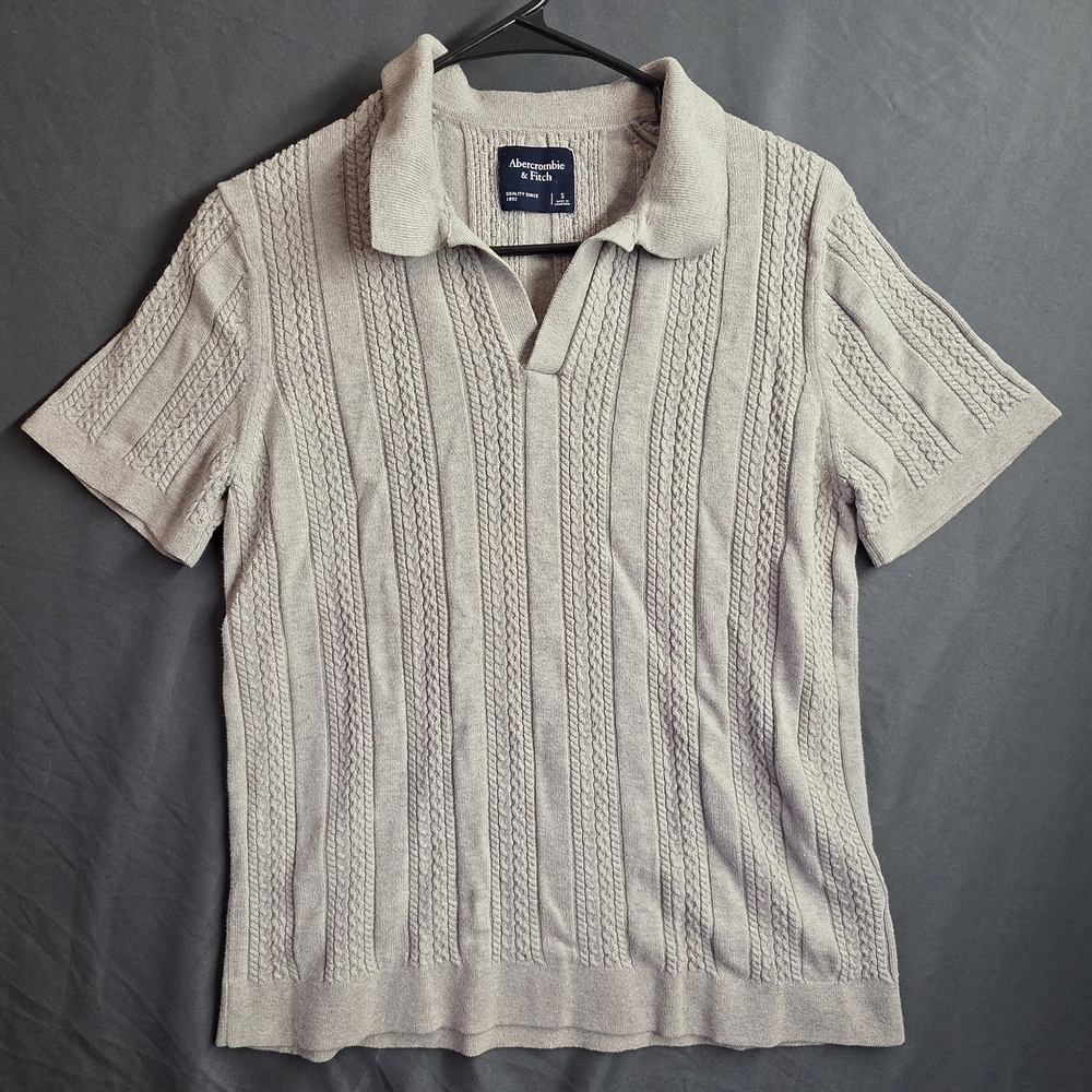Abercrombie & Fitch Men's Gray Knit Polo Shirt
